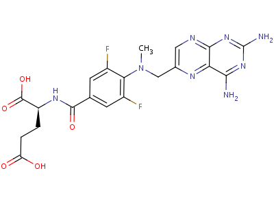 n-[4-[[(2,4-二氨基-6-蝶啶)甲基]甲基氨基]-3,5-二氟苯甲酰基]-L-谷氨酸結(jié)構(gòu)式,34378-64-8結(jié)構(gòu)式