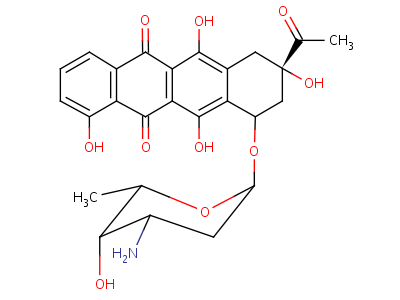 (7S,9s)-9-acetyl-7-[(4s,5s,6s)-4-amino-5-hydroxy-6-methyloxan-2-yl]oxy-4,6,9,11-tetrahydroxy-8,10-dihydro-7h-tetracene-5,12-dione hydrochloride Structure,39472-31-6Structure