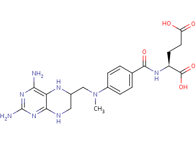 (9CI)-N-[4-[[(2,4-二氨基-1,5,6,7-四氫-6-蝶啶yl)甲基]甲基氨基]苯甲?；鵠-L-谷氨酸結(jié)構(gòu)式,4299-28-9結(jié)構(gòu)式