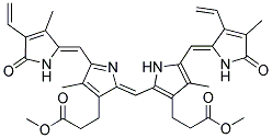 3-[2-[(E)-[3-(3-甲氧基-3-氧代-丙基)-4-甲基-5-[(E)-(3-甲基-5-氧代-4-乙烯基-吡咯-2-亞基)甲基]吡咯-2-亞基]甲基]-4-甲基-5-[(E)-(4-甲基-5-氧代-3-乙烯基-吡咯-2-亞基)甲基]-1H-吡咯-3-基]丙酸甲酯結(jié)構(gòu)式_10035-62-8結(jié)構(gòu)式