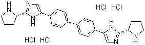 1H-imidazole, 5,5’-[1,1’-biphenyl]-4,4’-diylbis[2-(2s)-2-pyrrolidinyl-, hydrochloride (1:4) Structure,1009119-83-8Structure