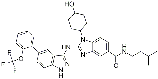 1-(4-Hydroxycyclohexyl)-2-[[5-(2-trifluoromethoxyphenyl)-1h-indazol-3-yl]amino]-1h-benzimidazole-5-carboxylic acid (3-methylbutyl)amide Structure,1012104-68-5Structure