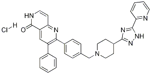 3-苯基-2-[4-[[4-[5-(2-吡啶基)-1H-1,2,4-三唑-3-基]-1-哌啶基]甲基]苯基]-1,6-萘啶-5(6H)-酮鹽酸鹽結(jié)構(gòu)式_1042132-13-7結(jié)構(gòu)式