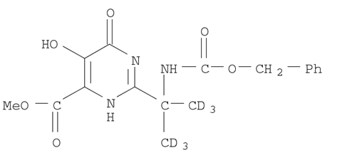 2-[2-(芐氧基羰基氨基)-(1,3-d6-丙烷)-2-基]-5-羥基-6-氧代-1,6-二氫嘧啶-4-羧酸甲酯結構式_1100750-73-9結構式