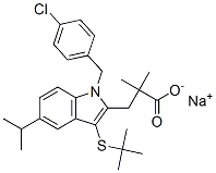 鈉3-{1-(4-氯芐基)-5-異丙基-3-[(2-甲基-2-丙基)硫基]-1H-吲哚-2-基}-2,2-二甲基丙酸酯結(jié)構(gòu)式_118427-55-7結(jié)構(gòu)式