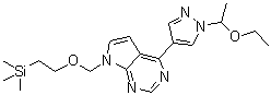 4-(1-(1-乙氧基乙基)-1H-吡唑-4-基)-7-((2-(三甲基甲硅烷基)乙氧基)甲基)-7h-吡咯并[2,3-d]嘧啶結構式_1187595-88-5結構式