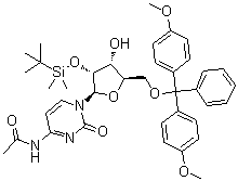 N-(1-((2r,3r,4r,5r)-5-((雙(4-甲氧基苯基)(苯基)甲氧基)甲基)-3-((叔丁基二甲基甲硅烷基)氧基)-4-羥基四氫呋喃-2-基)-2-氧代-1,2-二氫嘧啶-4-基)乙酰胺結(jié)構(gòu)式_121058-85-3結(jié)構(gòu)式