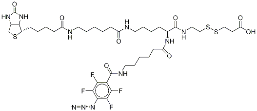 2-{N2-[N6-(4-疊氮基-2,3,5,6-四氟苯甲?；?-6-氨基己酰]-N6-(6-生物素酰胺基己酰)-L-賴氨酰酰胺基}]乙基2-羧基乙基二硫醚結(jié)構(gòu)式_1217773-33-5結(jié)構(gòu)式