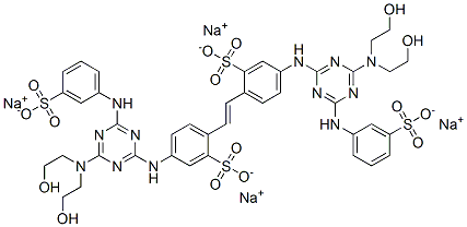 Benzenesulfonic acid, 2,2-(1,2-ethenediyl)bis[ 5-[[4-[bis(2-hydroxyethyl)amino]-6-[(3-sulfophenyl )amino]-1,3,5-triazin-2-yl]amino]-, tetrasodium salt Structure,12224-02-1Structure