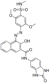 n-(2,3-二氫-2-氧代-1H-苯并咪唑-5-基)-4-[[2,5-二甲氧基-4-[(甲基氨基)磺?；鵠苯基]氮雜]-3-羥基-2-萘羧酰胺結(jié)構(gòu)式_12225-08-0結(jié)構(gòu)式