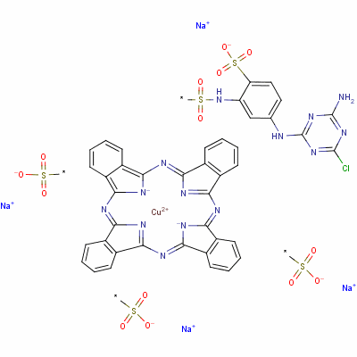 銅鹽,[[[[5-[(4-氨基-6-氯-1,3,5-三嗪-2-基)氨基]-2-磺苯基]氨基]磺酰]-29H,31H-酞菁三磺化-N29,N30,N31,N32]-四鈉結構式_12225-39-7結構式