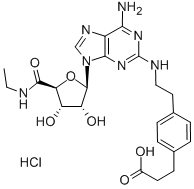 2-(4-(2-((6-Amino-9-((3r,4s,5s)-5-(ethylcarbamoyl)-3,4-dihydroxytetrahydrofuran-2-yl)-9h-purin-2-yl)amino)ethyl)phenyl)acetic acid hydrochloride Structure,124182-57-6Structure