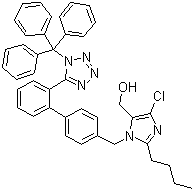 2-Butyl-4-chloro-5-hydroxymethyl-1-[[2’-(1H-2-triphenylmethyl-tetrazol-5-yl)biphenyl-4-yl]methyl]imidazole Structure,124751-00-4Structure