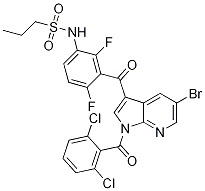 N-[3-[[5-溴-1-(2,6-二氯苯甲?；?-1H-吡咯并[2,3-b]吡啶-3-基]羰基]-2,4-二氟苯基]-1-丙烷磺酰胺結(jié)構(gòu)式_1262985-24-9結(jié)構(gòu)式