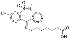 7-[(3-Chloro-6-methyl-5,5-dioxidodibenzo[c,f][1,2]thiazepin-11(6h)-ylidene)amino]heptanoic acid Structure,131206-48-9Structure