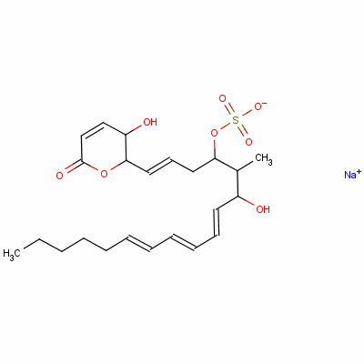 鈉[(1E,7E,9E,11E)-6-羥基-1-(3-羥基-6-氧代-2,3-二氫吡喃-2-基)-5-甲基十七碳-1,7,9,11-四烯-4-基]硫酸鹽結(jié)構(gòu)式_131774-59-9結(jié)構(gòu)式