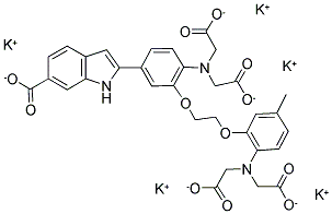 2-[4-[Bis(carboxymethyl)amino]-3-[2-[2-[bis(carboxymethyl)amino]-5-methylphenoxy]ethoxy]phenyl]-1h-indole-6-carboxylic acid potassium salt (1:5) Structure,132319-56-3Structure