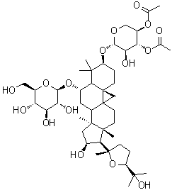 (3B,6a,16B,20R,24S)-3-O-[(3,4-二乙酰基-B-D-木糖)]-20, 24-環(huán)氧-16,25-二羥基-9,19-環(huán)羊毛甾烷-6-O-葡萄糖苷結(jié)構(gòu)式_1324005-51-7結(jié)構(gòu)式