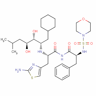 (2S)-3-(2-氨基-1,3-噻唑-4-基)-2-[[(2S,3R,4S)-1-環(huán)己基-3,4-二羥基-6-甲基庚烷-2-基]氨基]-N-[(2S)-2-(嗎啉-4-基磺酰基氨基)-3-苯基丙?；鵠丙酰胺結(jié)構(gòu)式_135704-06-2結(jié)構(gòu)式