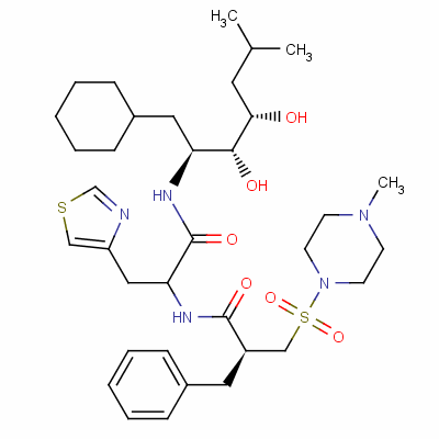 (2S)-N-[1-[[(2S,3R,4S)-1-環(huán)己基-3,4-二羥基-6-甲基庚烷-2-基]氨基]-1-氧代-3-(1,3-噻唑-4-基)丙-2-基]-2-[(4-甲基哌嗪-1-基)磺?；谆鵠-3-苯丙酰胺結(jié)構(gòu)式_138742-43-5結(jié)構(gòu)式