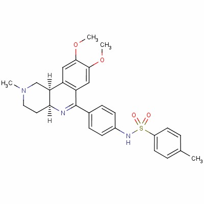 N-[4-[(4aS,10bR)-8,9-二甲氧基-2-甲基-3,4,4a,10b-四氫-1H-吡啶并[4,3-c]異喹啉-6-基]苯基]-4-甲基苯磺酰胺結(jié)構(gòu)式_139308-65-9結(jié)構(gòu)式