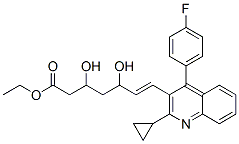 6-Heptenoic acid, 7-[2-cyclopropyl-4-(4-fluorophenyl)-3-quinolinyl]-3,5-dihydroxy-, ethyl ester, (3r,5s,6e)-rel- Structure,147008-20-6Structure