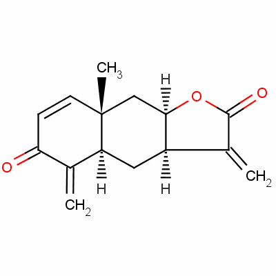 (3aR,4aR,8aS,9aR)-3a,4a,5,8a,9,9a-六氫-8a-甲基-3,5-雙(亞甲基)-萘并[2,3-b]呋喃-2,6(3H,4H)-二酮結(jié)構(gòu)式_15569-50-3結(jié)構(gòu)式