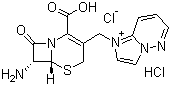 1-[[(6R,7R)-7-氨基-2-羧基-8-氧代-5-硫雜-1-氮雜雙環(huán)[4.2.0]辛-2-烯-3-基]甲基]咪唑并[1,2-b]噠嗪二鹽酸鹽結(jié)構(gòu)式_166176-51-8結(jié)構(gòu)式