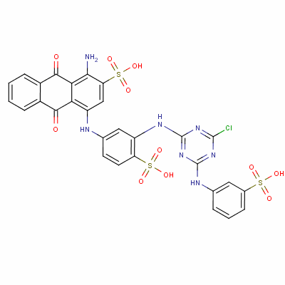 1-氨基-4-[[3-[[4-氯-6-[(3-硫苯基)氨基]-1,3,5-噻嗪-2-基]氨基]-4-硫苯基]氨基]-9,10-二氫-9,10-二氧代-2-蒽磺酸結(jié)構(gòu)式_16823-51-1結(jié)構(gòu)式