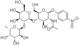 4-硝基苯基 2-乙酰氨基-2-脫氧-4-o-[2-o-(α-l-fuco吡喃osyl)-β-d-galacto吡喃osyl]-β-d-吡喃葡萄糖苷結(jié)構(gòu)式_177855-99-1結(jié)構(gòu)式