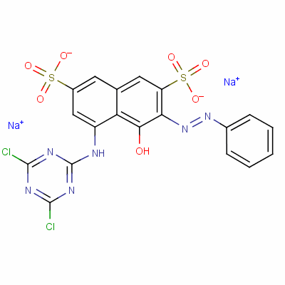 2,7-Naphthalenedisulfonic acid, 5-[(4,6-dichloro-1,3,5-triazin-2-yl)amino]-4-hydroxy-3-(phenylazo)-, disodium salt Structure,17804-49-8Structure