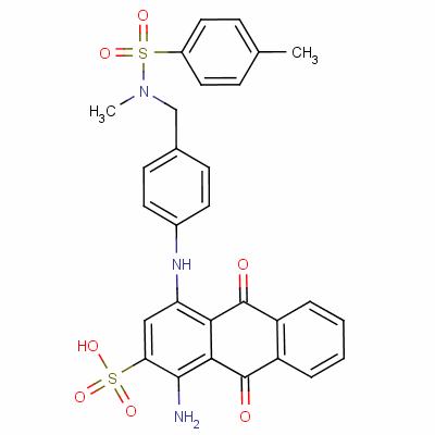 1-氨基-9,10-二氫-4-[[ 4-[[甲基[(4-甲基苯基)磺?；鵠氨基]甲基]苯基]氨基]-9,10-二氧代-2-蒽磺酸結(jié)構(gòu)式_18013-23-5結(jié)構(gòu)式