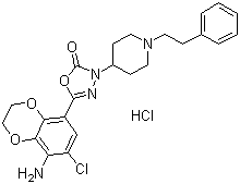 5-(8-氨基-7-氯-2,3-二氫-1,4-苯并二惡烷-5-基)-3-[1-(2-苯基乙基)哌啶-4-基]-1,3,4-惡二唑-2(3H)-酮鹽酸鹽結(jié)構(gòu)式_191023-43-5結(jié)構(gòu)式