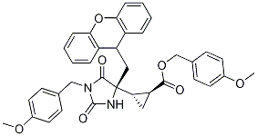 (1S,2s)-4-甲氧基芐基 2-((s)-4-((9h-氧雜蒽-9-基)甲基)-1-(4-甲氧基芐基)-2,5-二氧代咪唑啉-4-基)環(huán)丙烷羧酸結(jié)構(gòu)式_201851-13-0結(jié)構(gòu)式