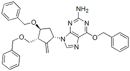 6-芐氧基-9-[(1S,3R,4S)-2-亞甲基-4-芐氧基-3-芐氧基甲基環(huán)戊基]-9H-嘌呤-2-胺結(jié)構(gòu)式_204845-95-4結(jié)構(gòu)式