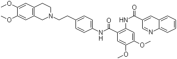 3-Quinolinecarboxamide, n-(2-(((4-(2-(3,4-dihydro-6,7-dimethoxy-2(1h)-isoquinolinyl)ethyl)phenyl)amino)carbonyl)-4,5-dimethoxyphenyl)-, Structure,206873-63-4Structure