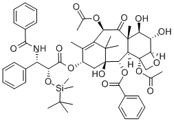 (2alpha,3xi,5beta,6alpha,7beta,10beta,13alpha)-4,10-二乙酰氧基-13-{[(2R,3S)-3-(苯甲酰基氨基)-2-{[二甲基(2-甲基-2-丙基)硅烷基]氧基}-3-苯基丙?；鵠氧基}-1,6,7-三羥基-9-氧代-5,20-環(huán)氧紫杉-11-烯-2-基苯甲酸結(jié)構(gòu)式_211732-86-4結(jié)構(gòu)式