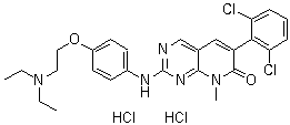 6-(2,6-二氯苯基)-2-[[4-[2-(二乙基氨基)乙氧基]苯基]氨基]-8-甲基吡啶并[2,3-D]嘧啶-7(8H)-酮鹽酸鹽結(jié)構(gòu)式_212391-63-4結(jié)構(gòu)式