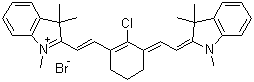 2-[2-[2-氯-3-[2-(1,3-二氫-1,3,3-三甲基-2H-吲哚-2-亞基)乙亞基]-1-環(huán)己烯-1-基]乙烯基]-1,3,3-三甲基-3H-吲哚溴化物結(jié)構(gòu)式_212964-63-1結(jié)構(gòu)式