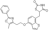 5-((4-(2-(5-Methyl-2-phenyloxazol-4-yl)ethoxy)benzo[b]thiophen-7-yl)methyl)thiazolidine-2,4-dione Structure,213411-83-7Structure