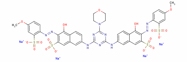 2-Naphthalenesulfonic acid, 7,7-[[6-(4-morpholinyl)- 1,3,5-triazine-2,4-diyl]diimino]bis[4-hydroxy-3-[ (4-methoxy-2-sulfophenyl)azo]-, tetrasodium salt Structure,2184-11-4Structure