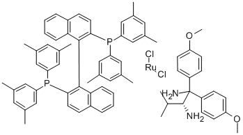 氯{-(+)-2,2-雙[二(3,5-二甲苯基)磷]-1,1-聯(lián)萘}[(2R)-(-)-1,1-雙(4-甲氧苯基)-3-甲基-1,2-丁基二胺基]釕(II)結(jié)構(gòu)式_220114-32-9結(jié)構(gòu)式