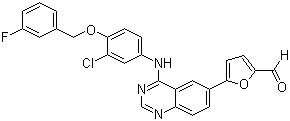 5-[4-((3-Chloro-4-((3-fluorobenzyl)oxy)phenyl)amino)quinazolin-6-yl]-2-furaldehyde Structure,231278-84-5Structure