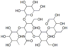 6-脫氧己糖吡喃糖苷-(1->3)-[己糖吡喃糖苷-(1->4)]-2-乙酰氨基-2-脫氧己糖吡喃糖苷-(1->3)己糖吡喃糖苷-(1->4)己糖結(jié)構(gòu)式_25541-09-7結(jié)構(gòu)式