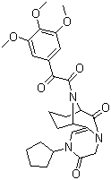 2-環(huán)戊基-8,9,10,11-四氫-12-[2-氧代-2-(3,4,5-三甲氧基苯基)乙?；鵠-7,11-亞氨基-2H-吡嗪并[1,2-A]氮雜環(huán)辛四烯-3,6(4H,7H)-二酮結(jié)構(gòu)式_255910-29-3結(jié)構(gòu)式