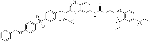 N-[5-[[4-[2,4-雙(叔戊基)苯氧)]-1-氧代丁基]氨基]-2-氯苯基]-4,4-二甲基-3-氧代-2-[4-[[4-(苯甲氧基)苯基]磺基]苯氧基]戊酰胺結(jié)構(gòu)式_30744-85-5結(jié)構(gòu)式