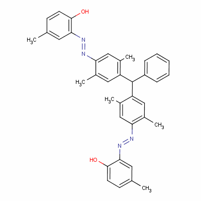 (6E)-6-[[4-[[2,5-二甲基-4-[(2E)-2-(3-甲基-6-氧代-1-環(huán)己-2,4-二烯亞基)肼基]苯基]-苯基甲基]-2,5-二甲基苯基]亞肼基]-4-甲基環(huán)己-2,4-二烯-1-酮結(jié)構(gòu)式_3321-10-6結(jié)構(gòu)式