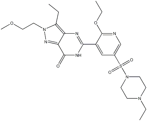 5-[2-乙氧基-5-(4-乙基哌嗪-1-基磺?；?吡啶-3-基]-3-乙基-2-(2-甲氧基乙基)-2,6-二氫-7h-吡唑并[4,3-d]嘧啶-7-酮結(jié)構(gòu)式_334826-98-1結(jié)構(gòu)式