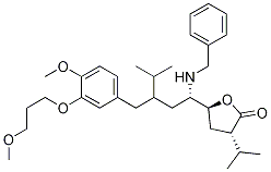 (3S,5S)-二氫-5-[(1S,3S)-3-[[4-甲氧基-3-(3-甲氧基丙氧基)苯基]甲基]-4-甲基-1-(芐胺基)戊基]-3-異丙基-2(3H)-呋喃酮結構式_361460-40-4結構式