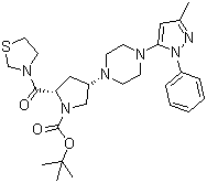 (2s,4s)-4-[4-(3-甲基-1-苯基-1H-吡唑-5-基)-1-哌嗪]-2-(3-噻唑啉基羰基)-1-吡咯烷羧酸, 1,1-二甲基乙酯結(jié)構(gòu)式_401566-80-1結(jié)構(gòu)式